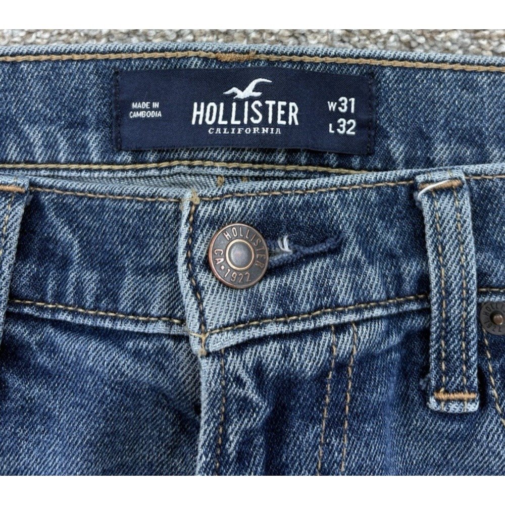Hollister Epic Flex Skinny Jeans Mens 31x32 (Fits 32x31) Blue Rip & Repair Wash - Picture 4 of 11